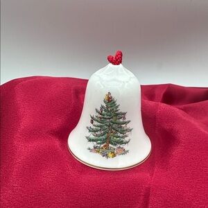Spode Holiday Bell Ornament with Christmas Tree Design